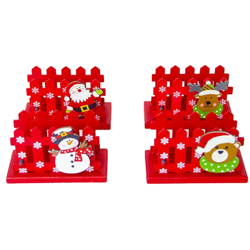 

4 Styles Creative Christmas Wooden Business Card Holder Christmas Decoration Business Card Box Christmas Fence Decor