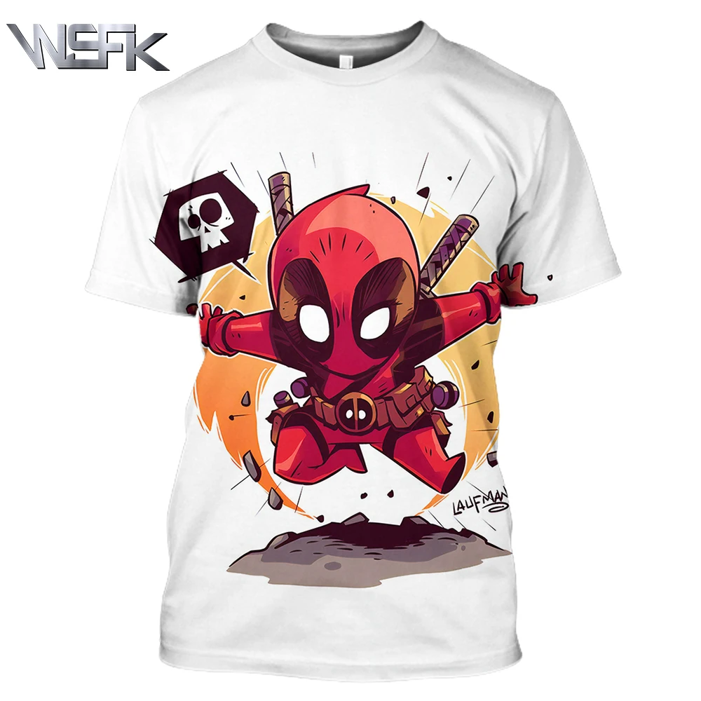 

WSFK t shirt men3D short-sleeved sweatshirt anime dead waiter Wade Wilson fashion pop hip-hop print T-shirt
