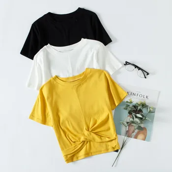 

Kpop Special Offer Promotion Regular Unicorn Korean 2019 Summer High Waist Comfort Cotton Sleeve Solid Color Girl T-shirt