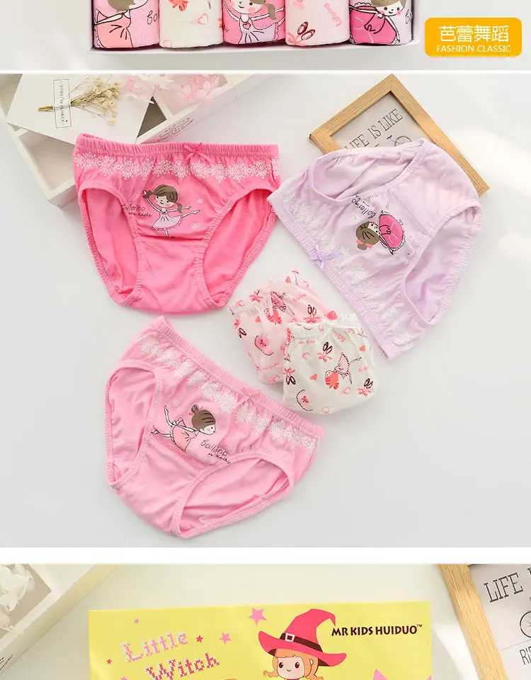 5pcs/pack Kids Underwear Cotton Briefs Cartoon Cat Shorts Panties for Children Girls Cute Striped Underpants Dot Girl Clothes