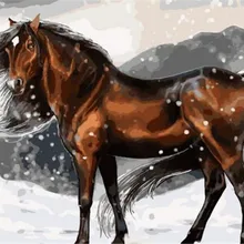 Красивый большой коричневый лошадь печатных картина маслом ручной высокое качество Гостиная стены картины по номерам