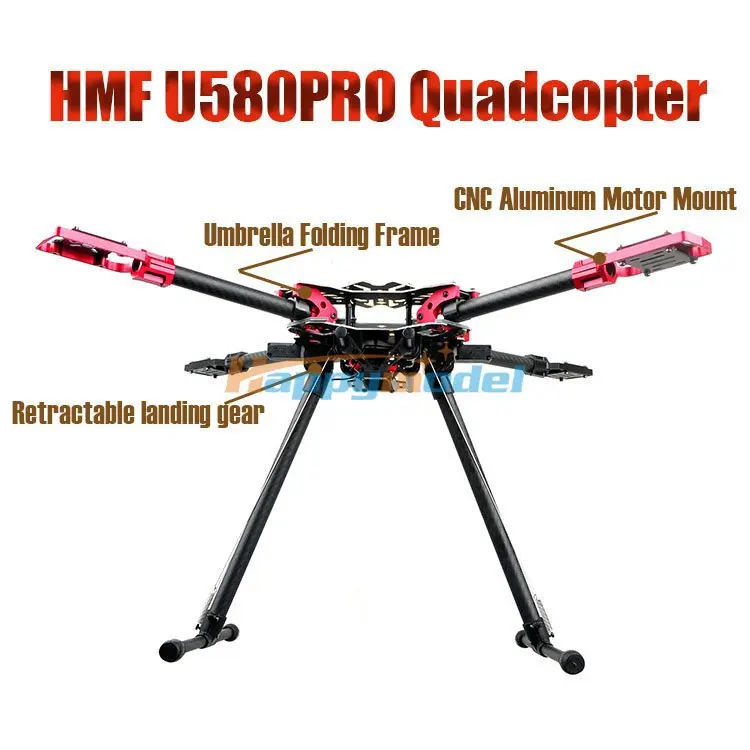 

HMF U580Pro Totem Series Carbon Umbrella Folding FPV Quadcopter Frame 550 w/ Electric Retractable Landing Gear Gimbal Mount Tube
