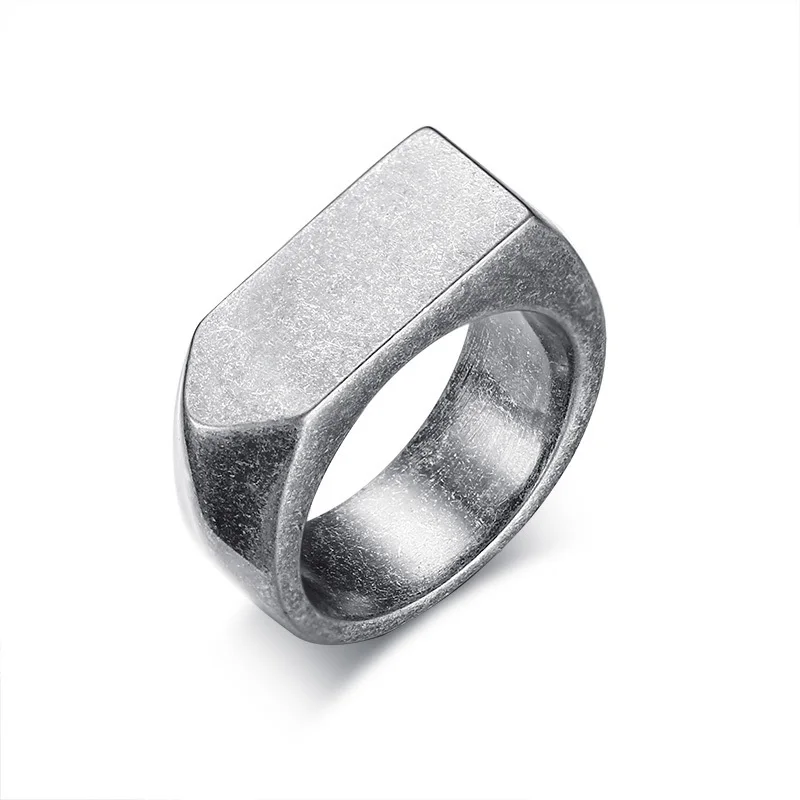 Vnox 9 мм плоские Ретро Кольца для мужчин Панк из нержавеющей стали мужские кольца ювелирные изделия размер США от 8 до 12 - Цвет основного камня: Retro Grey