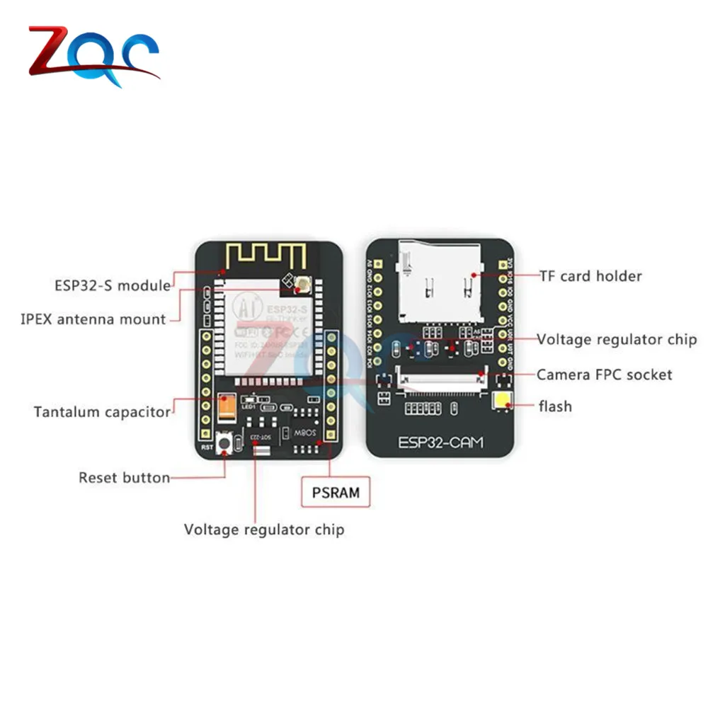 ESP32-CAM модуль Wi-Fi ESP32-S серийныйl wi-fi ESP32 CAM макетная плата 5V Bluetooth с OV2640 Камера модуль 32-битный Процессор 240 МГц