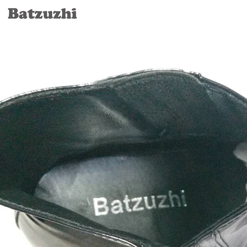 Batzuzhi/мужские кожаные ботинки черные Ботильоны на каблуке 6 5 см мужские ручной