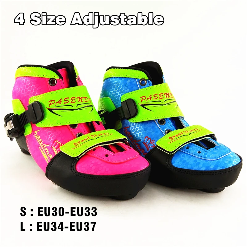 

PASENDI inline speed skates 4 Size Adjustable for Adult Kid Children adjustable single wash shoes inline roller skates