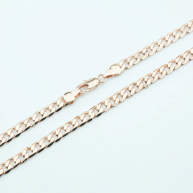 1 шт. 5 мм Мужская цепочка женское ожерелье на заказ 5 мм однотонный цвет розовое золото шейный плоский бордюр ссылка ювелирных изделий
