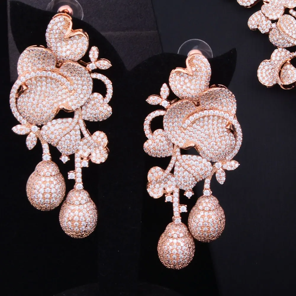 GODKI Luxury Flower Bud Mixed Women Wedding Cubic Zirconia Necklace Earring Saudi Arabia Jewelry Set Jewellery Addiction
