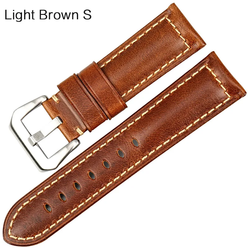 MAIKES, винтажный коричневый ремешок для часов 22, 23, 24, 26 мм, ручной работы, итальянский кожаный ремешок для часов, аксессуары для часов для мужчин, ремешок для часов Hamilton - Цвет ремешка: Light Brown S