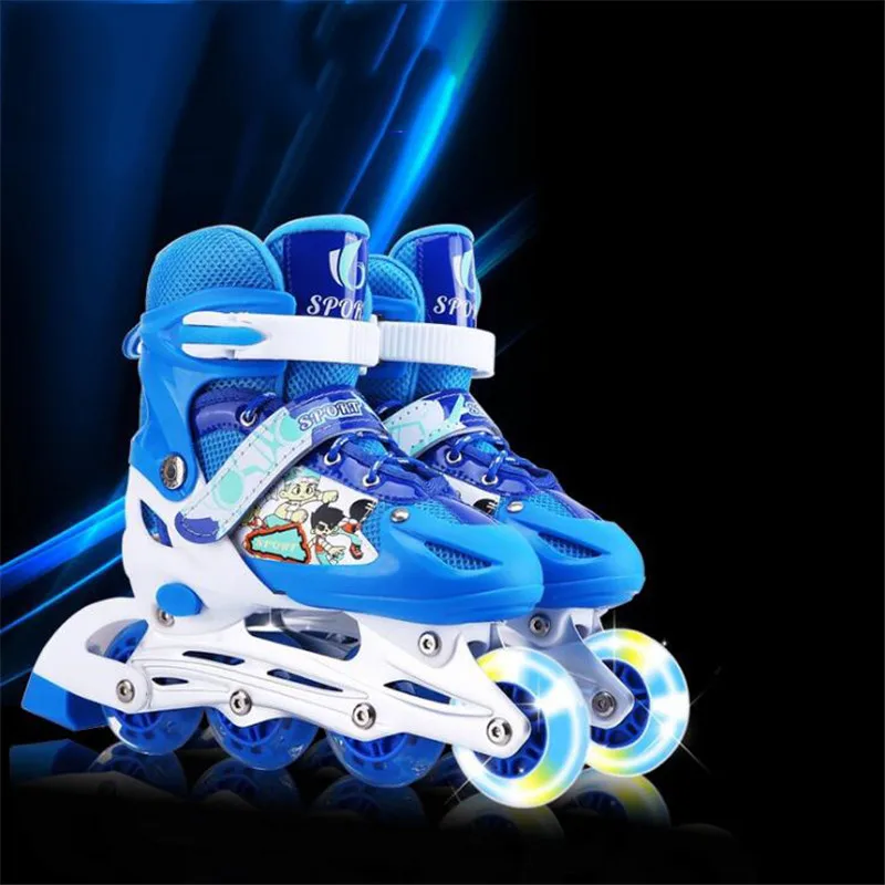 Flash Inline Skates Shoes for Kids Children Roller Skating Shoes Adjustable Single Flashing Wheel Free Skating Patines цена Flash Inline Skates Shoes for Kids Children Roller Skating Shoes Adjustable Single Flashing Wheel Free Skating Patines цены онлайн