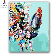 Животного красочные куриные digita роспись по номерам с посылка на холсте Живопись комплекты Раскраска по номерам животных для childere