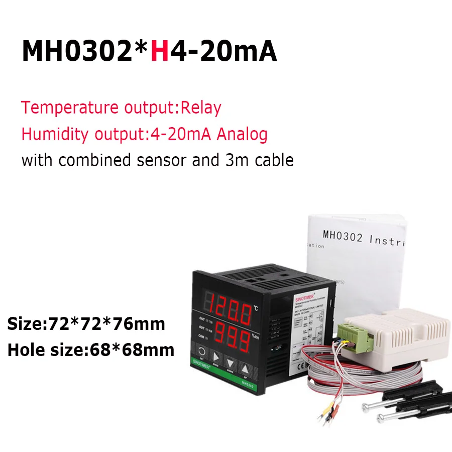 4~ 20 мА аналоговый выходной регулятор температуры и влажности Интеллектуальный Высокоточный цифровой термостат с комбинированным датчиком