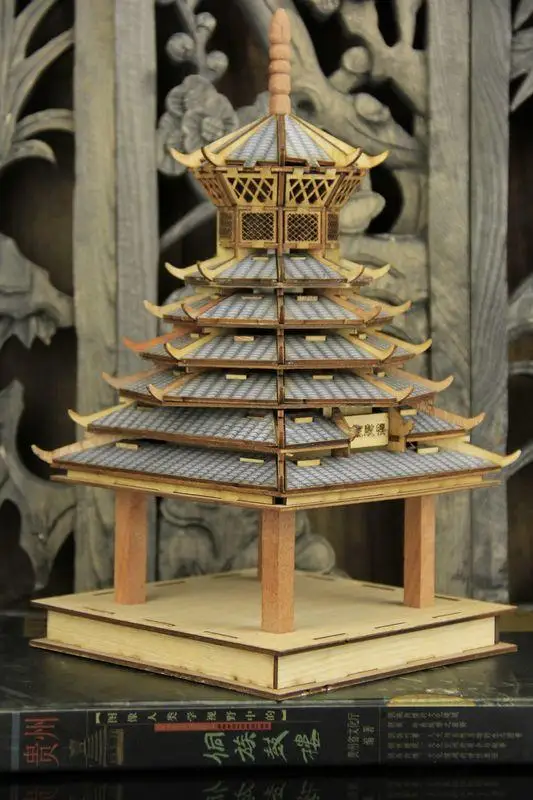 Китайский классический деревянный башня Добро пожаловать Dong Чжай drumtower Модель Набор "сделай сам" 7-история барабан здания деревянная модель наборы