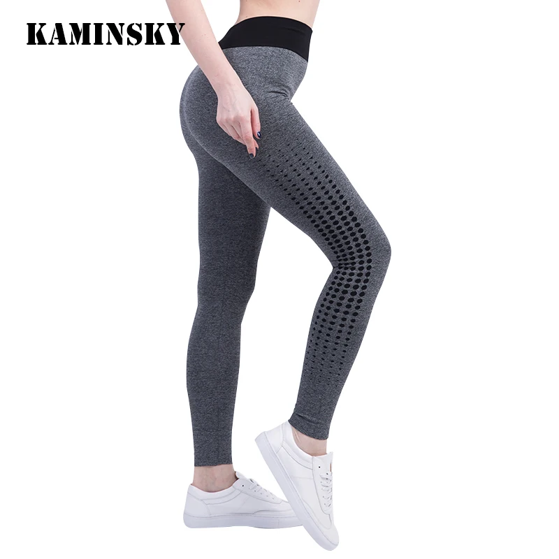 

Kaminsky Women Sexy Cropped Leggings Slim Trousers High Waist Elastic Wicking Force Exercise Female Elastic Stretchy Leggings