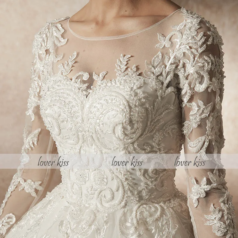 Lover Kiss vestidos novias boda Свадебные платья с длинными рукавами, украшенные бисером, модель принцессы, дизайнерские свадебные платья Abiti Da Sposa