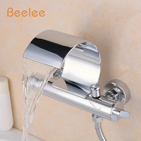 Torneira da Banheira Alças de Cristal Torneira do Chuveiro do Banho Beelee Wall Mount Duas Banheira Chuveiro Torneira Misturadora Q3025w