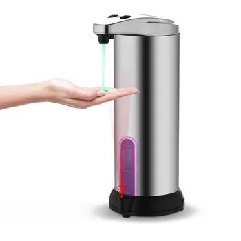 

250lm Automatic Liquid Soap Dispenser Stainless Steel Sensor Soap Dispenser Pump Shower Kitchen Soap Bottle for Bath/Washroom