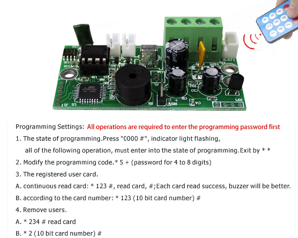 EMID Access Control Board 125KHZ RFID Embedded control board DC12V Normally closed control board