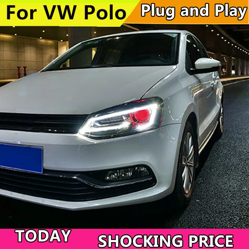 Автомобильный стиль светодиодный фары для VW Polo 2011- для VW Polo фара Объектив двойной луч H7 Ксеноновые Биксеноновые линзы