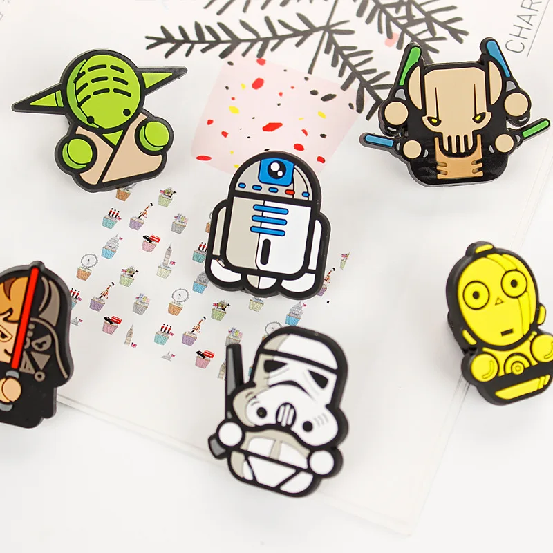 Novelty Cute 6Pcs/Lot PVC Cartoon Star Wars Garden Shoes Buckles Accessories Charm Decorations Fit Bands/Bracelets/Croc/JIBZ D29