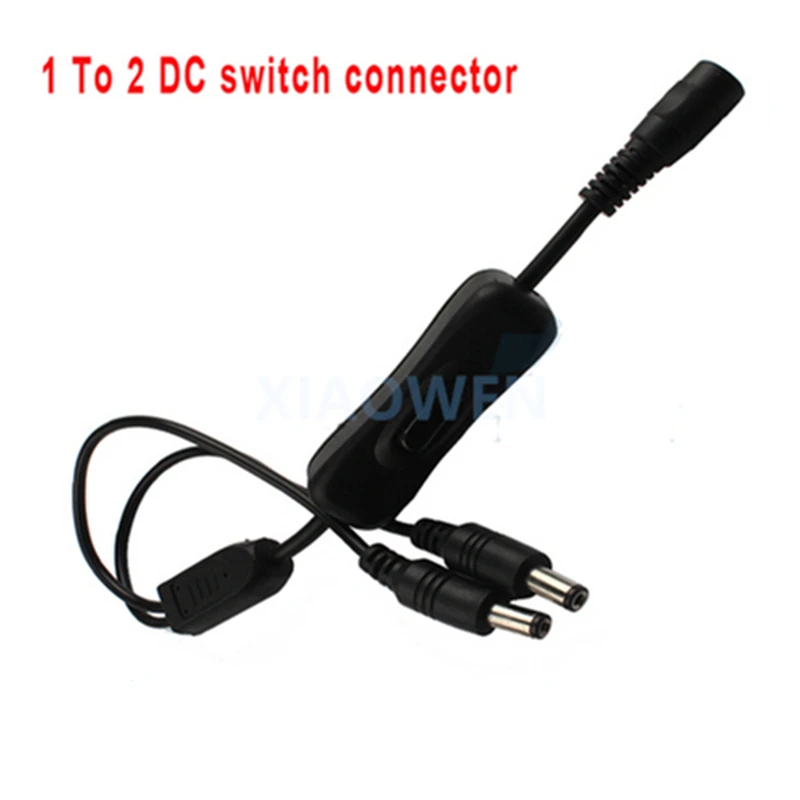 

NEW Black 1 Female to 2 Male DC switch line cable Splitter Adapter Connector Line W/Switch Button