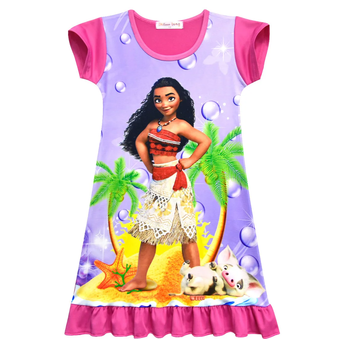 Коллекция года, летние платья Моана для маленьких девочек нарядное платье принцессы для девочек на день рождения детский костюм с троллями и вампиром детская одежда, Vestido - Цвет: E rose