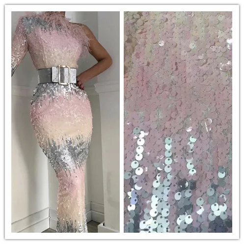 

High Quality African Lace Silver Sequin Embroidered High Quality French Tulle Net Lace Sequence Lace Fabric for nigerian wedding