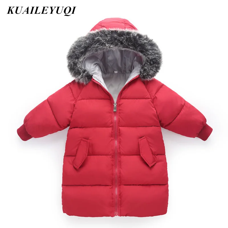 

2018 Winter down Cotton Jackets boys girls clothing Fur Collar Coat baby Girl Thicken Warm kids clothes infant overcoat parka