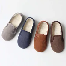 Corée Hiver 2016 garçons chaussures Chaud En Peluche Rembourrage Diapositive Sauvage chaussures en daim plus de velours Enfants D’hiver Sneakers Casual Enfants Chaussures