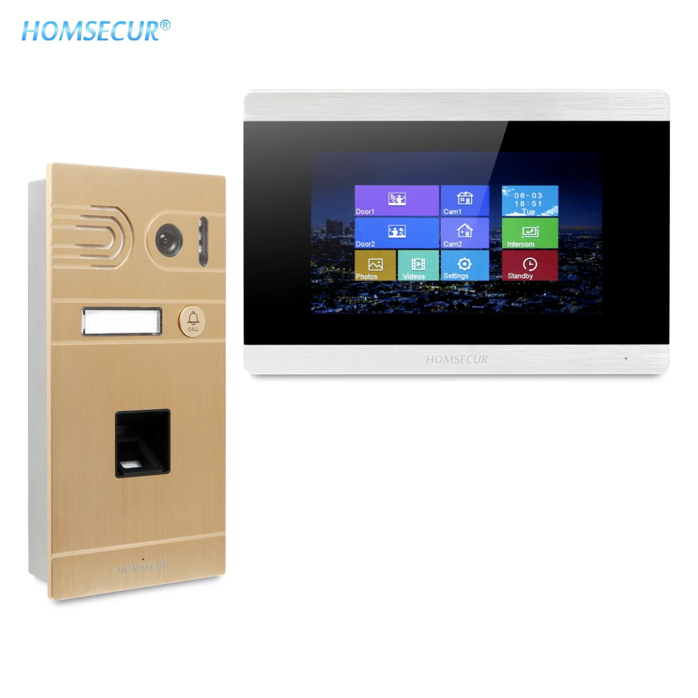

HOMSECUR 7" Wired Video&Audio Home Intercom+Fingerprint Camera for House/Flat BC061-G+BM715-S