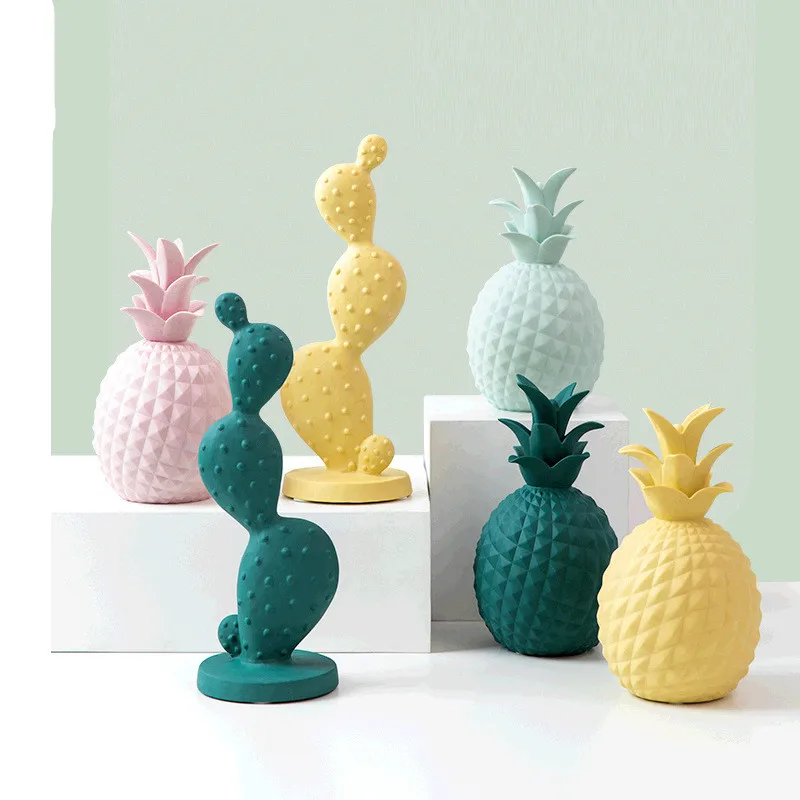 

Cactus Pineapple Statue Abstraction Plant Ceramic Art&Craft Home Decoration Accessories For Living Room L2930