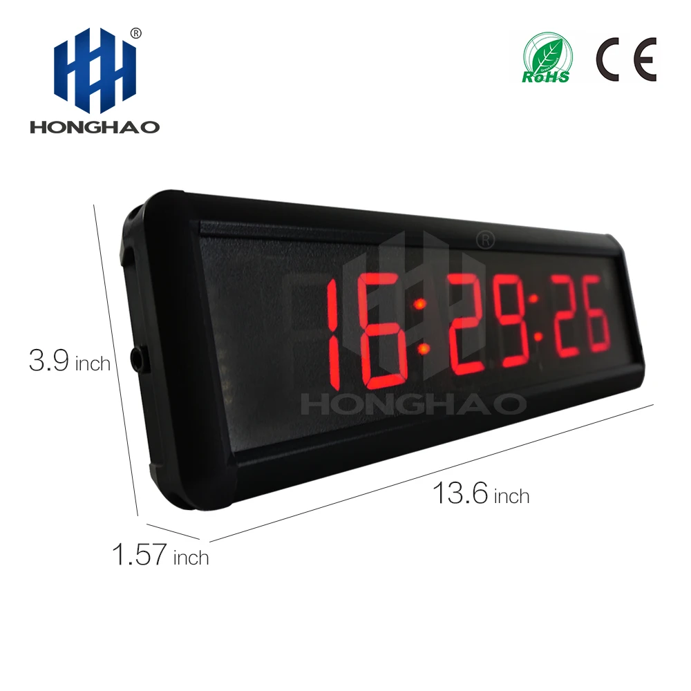 Honghao светодиодный 1,8 дюймов электронные часы Тренажерный Зал Настенные часы гараж таймер для тренировки светодиодный цифровой счетчик 12/24-H часы реального времени