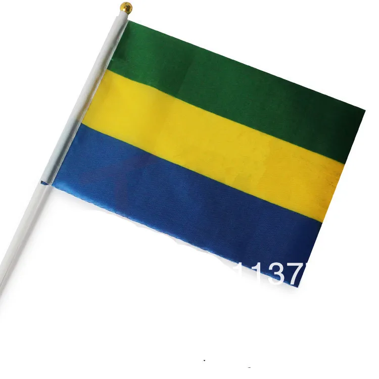 Африканские флаги Алжир Габон Гвинея-Биссау Суданские Tunisia египетские флаги 14*21 см полиэфирные пластиковые шесты - Цвет: Gabon