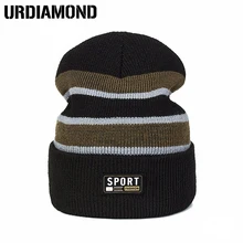Плюс бархатная Толстая теплая уличная Молодежная вязаная шапка головной убор осень зима полосатая хлопковая шапка