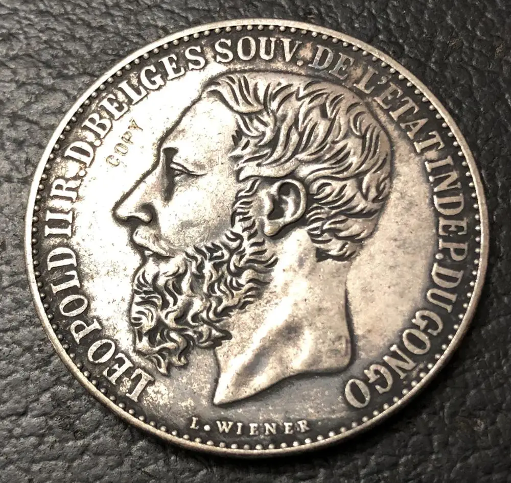 1891 г. свободное государство Конго 5 франков леополд II KM #8 1 (R.D. Белые) копия