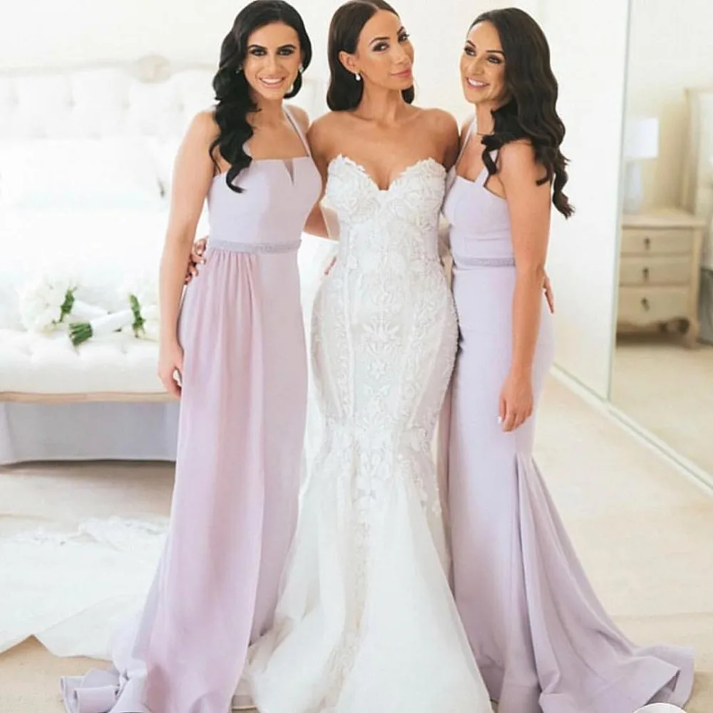 

Vestido de festa longo Sexy Halter Mermaid Cheap Bridemaid Dresses 2019 Satin Pink Prom Dresses Long Wedding Party Gowns