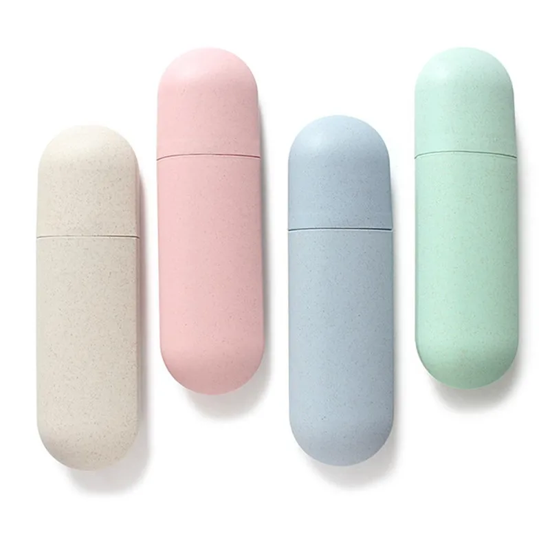 

Plastic Bathroom Health Tooth Brushes Protector Toothbrush Tube Cover Case Dustproof Wheat Portable Travel Toothbrush Box Holder