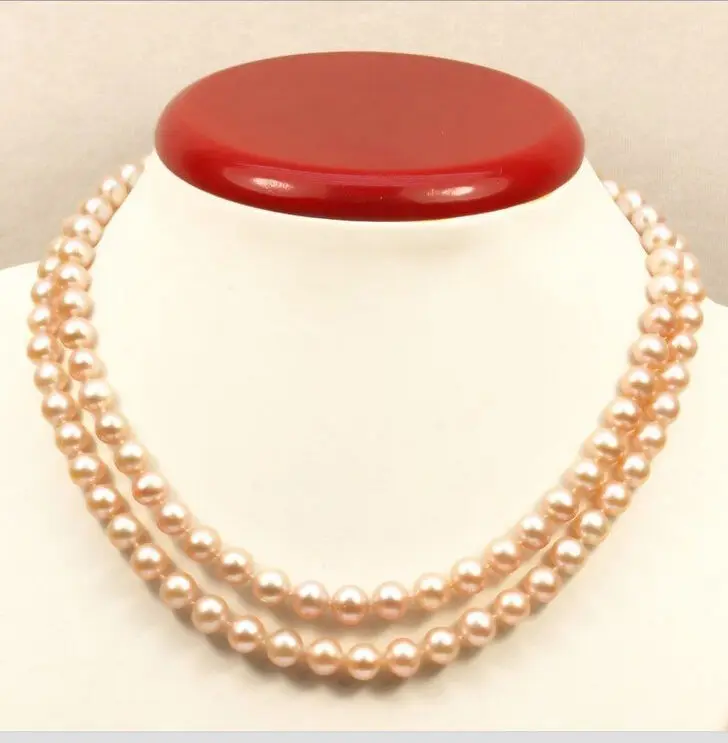 

Genuine hot AAA 9-10mm natural south sea pink pearl necklace 35 inch 14KGP a(5.18)