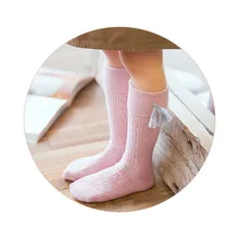 Детские носки для девочек и мальчиков, однотонные носки для малышей, хлопковые детские футбольные носки, зимние