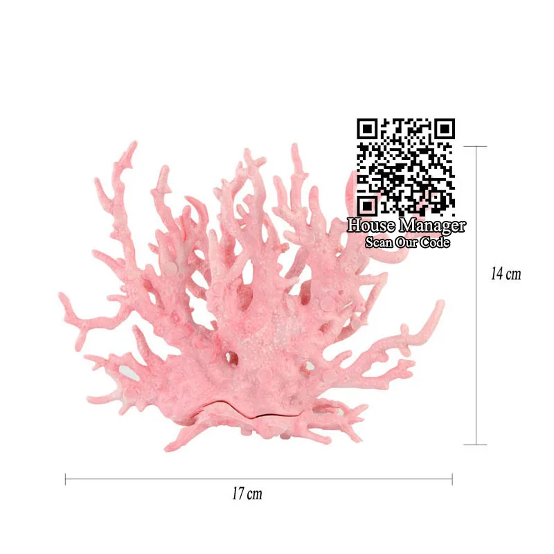 Искусственные пластиковые украшения коралловых деревьев для аквариума, голубое 14x17 см растение коралловых рифов для аквариума, украшения растений с водным пейзажем - Цвет: Pink