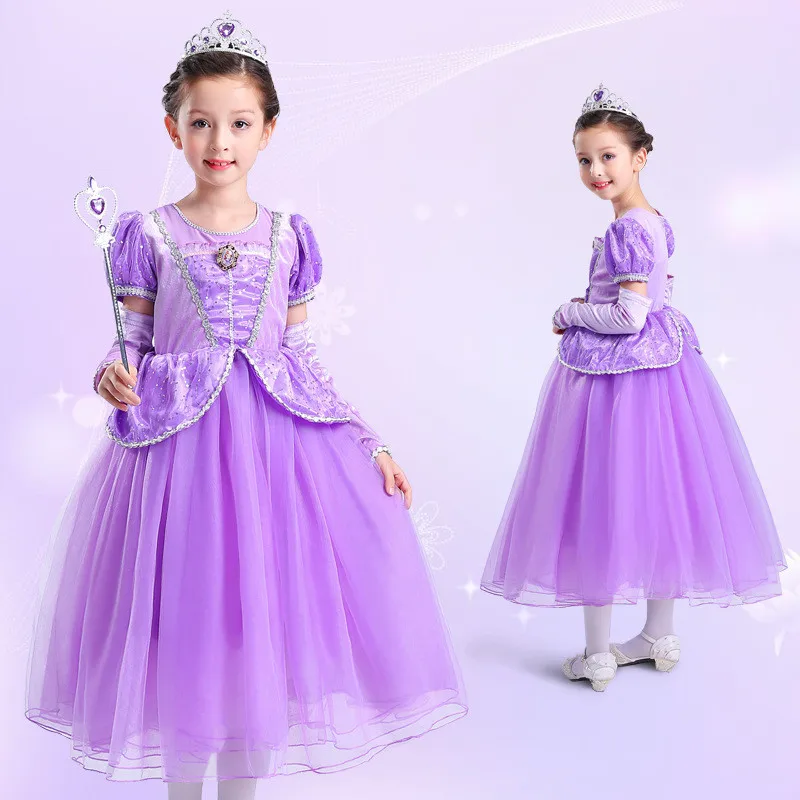 

Children Halloween Party Cosplay Dress Sofia Girl Princess Dress Costume Kids Vestido Clothing Purple Christmas Festival Dresses