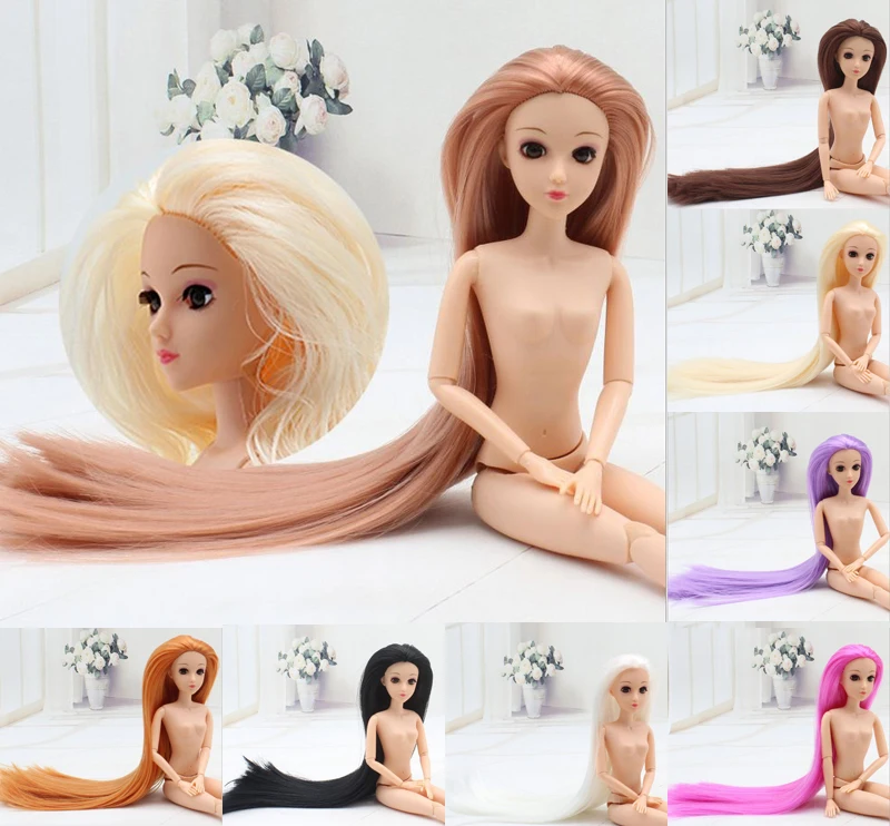 27 Styles réel cils nue poupée nue/yeux 3D/12 Joint mobile/Cosplay gros cheveux longs au sol corps pour poupée jouet