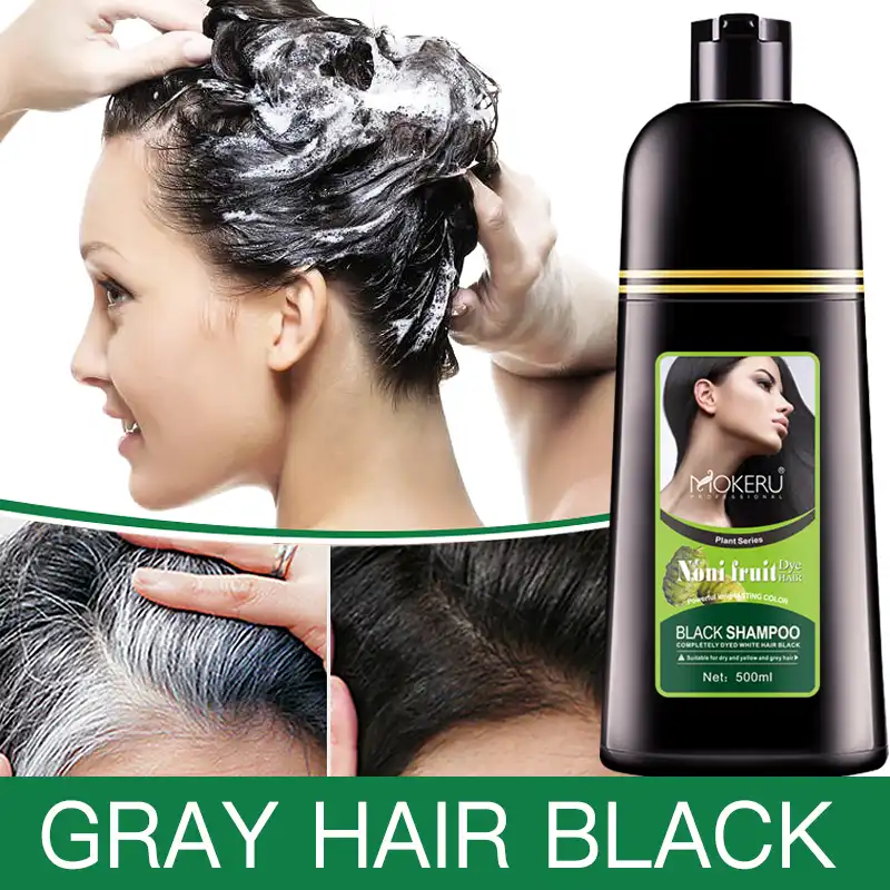 1 Pcs Magic Black Hair Dye Long Lasting Color Fast Dyeing 100 Cover Grey Hair Noni Fruit Black Hair Shampoo