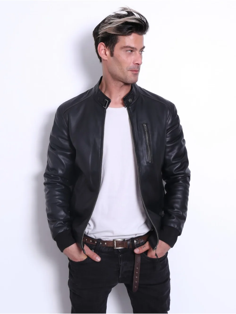 Hot sale VAINAS baseball Mens High quality Leather jacket