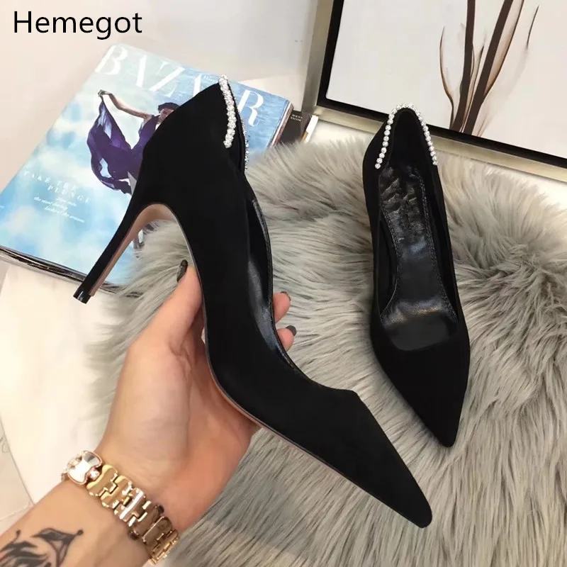 black slip heels