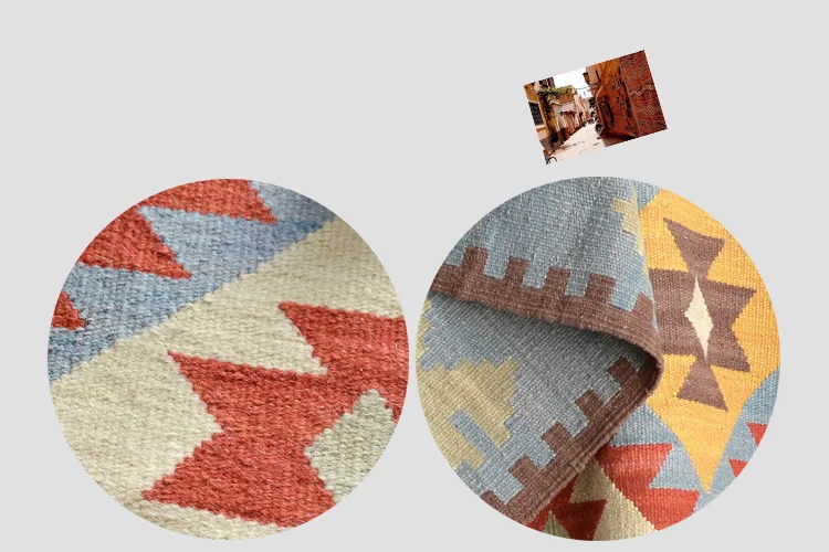 Discount Kilim 100% wool handmade Carpet geometric Indian Rug plaid striped Modern contemporary tapestry mat design Bohemian Nordic style 12