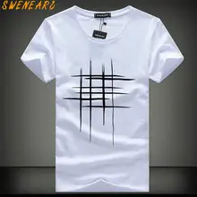 SWENEARO 2018 Simple creative design line cross Print cotton T Shirts Men’s New Arrival Summer Style Short Sleeve Men t-shirt