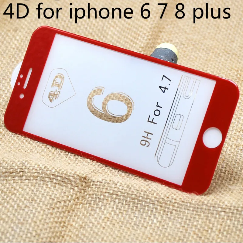 Красный 4D для iphone 6s plus 7 8x9 H Защитная пленка для экрана для iphone x 6s 7 8 Plus 4D Закаленное стекло пленка для iphone 6 7