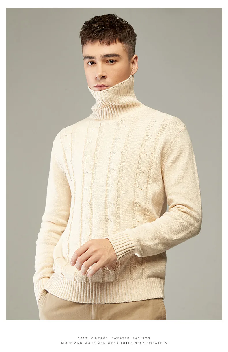 2019 Sweater Men Women Thick Cable-Knit Turtleneck Men Pullover Swaeters Autumn Winter High Quality Couples Sweater Male Female 10