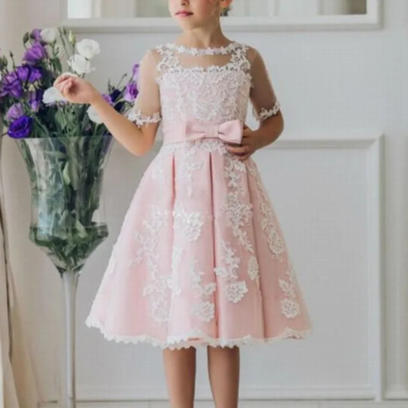 Новые Платья с цветочным узором для девочек, нарядные Детские платья принцессы для причастия, выпускного вечера, ytz355(1